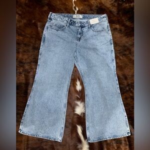 Hollister Light Blue Low Rise Baggy Flare Cut Jeans